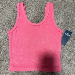 NWT Hollister Hot Pink Terry Cloth Crop Tank Top Size XXS